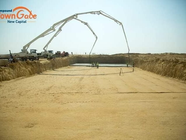 الاعمال الخرسانية للأساسات بالمرحلة الاولى