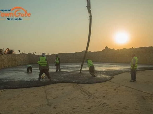 الاعمال الخرسانية للأساسات بالمرحلة الاولى