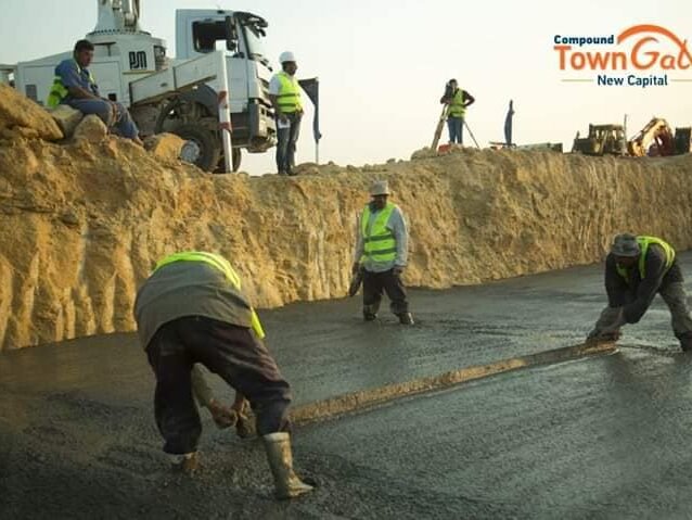 الاعمال الخرسانية للأساسات بالمرحلة الاولى